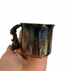 VTG Reed & Barton Silver Plate & Pink Enamel Rabbit Cup - Engraved 1978